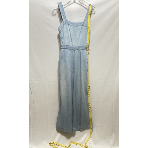 Madewell Jumpsuit Denim Jean Chambray Muralist Tie Crop Waist Wide Leg Sz 2 - Picture 7 of 16